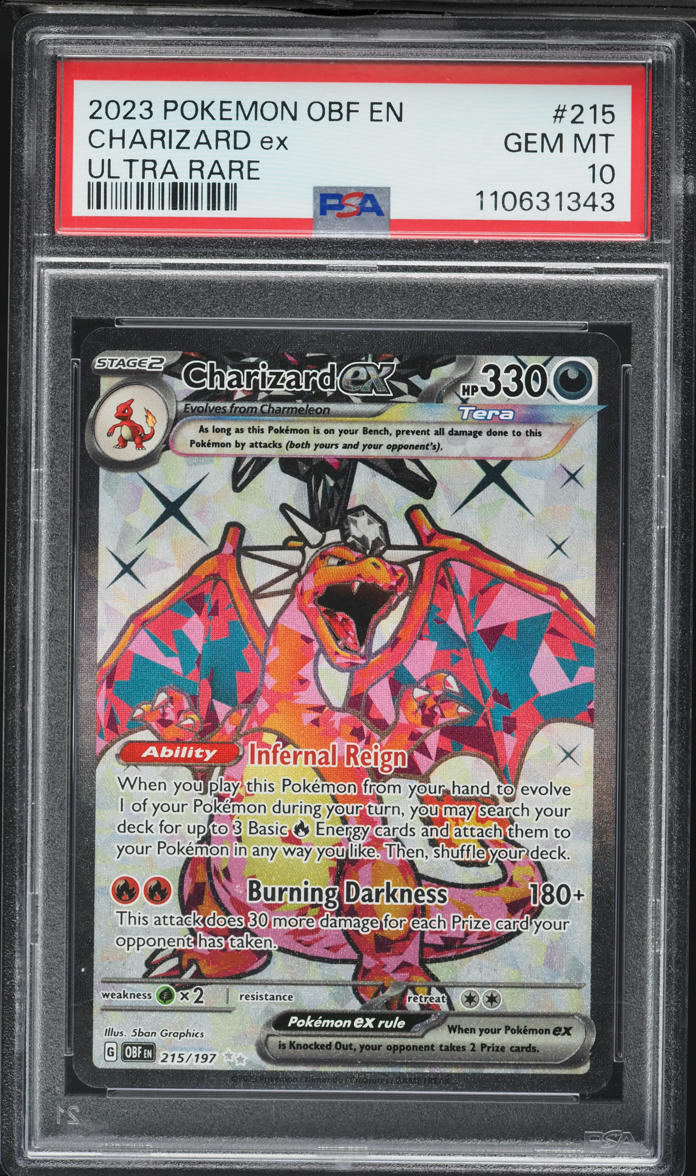 2023 Pokemon Scarlet & Violet Obsidian Flames Full Art Charizard EX #215 PSA 10 GEM MINT