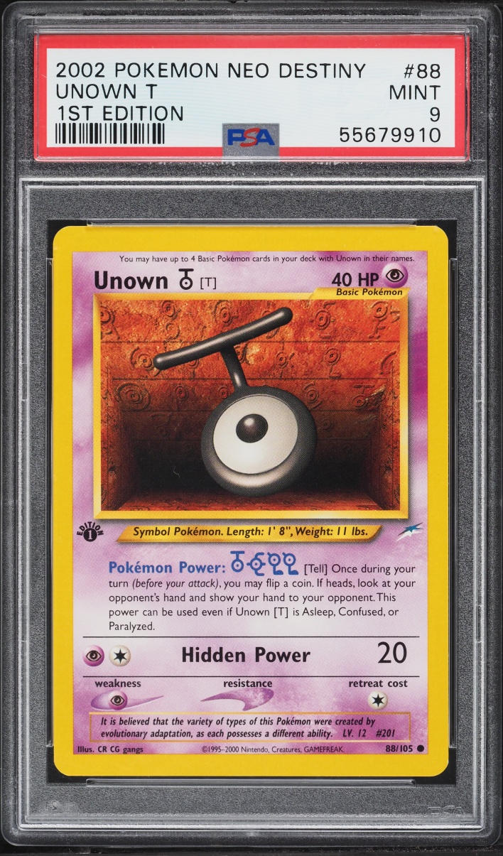 2002 Pokemon Neo Destiny 1st Edition Unown T #88 PSA 9 MINT