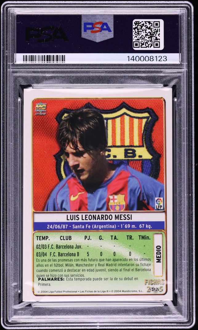 2004 Mundi Cromo Liga Lionel Messi ROOKIE #617 PSA 7 NRMT