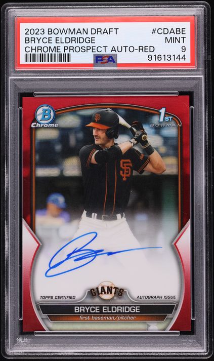 2023 Bowman Chrome Draft Red Refractor Bryce Eldridge PROSPECT AUTO /5 #CDABE PSA 9 MINT