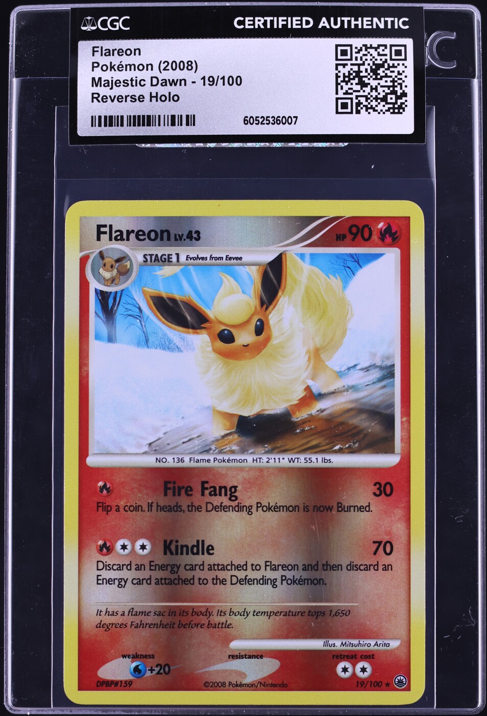 2008 Pokemon Majestic Dawn Reverse Holo Flareon #19 CGC AUTH