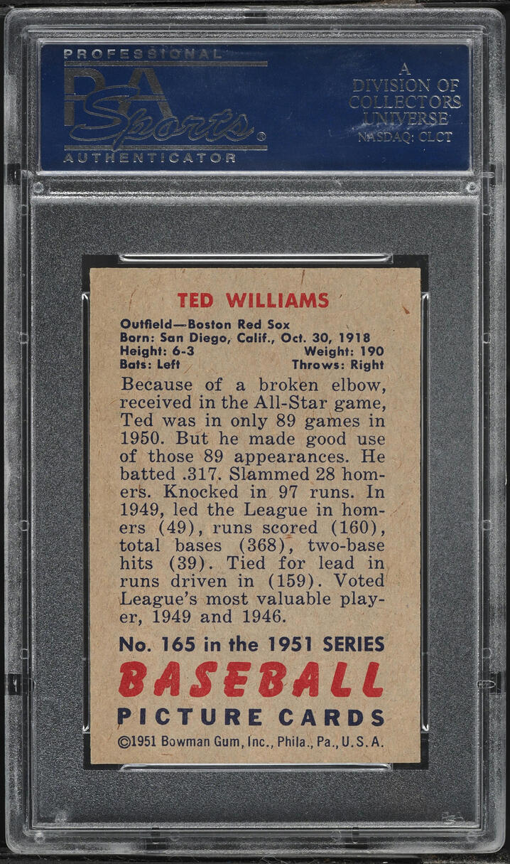 1951 Bowman Ted Williams #165 PSA 8 NM-MT