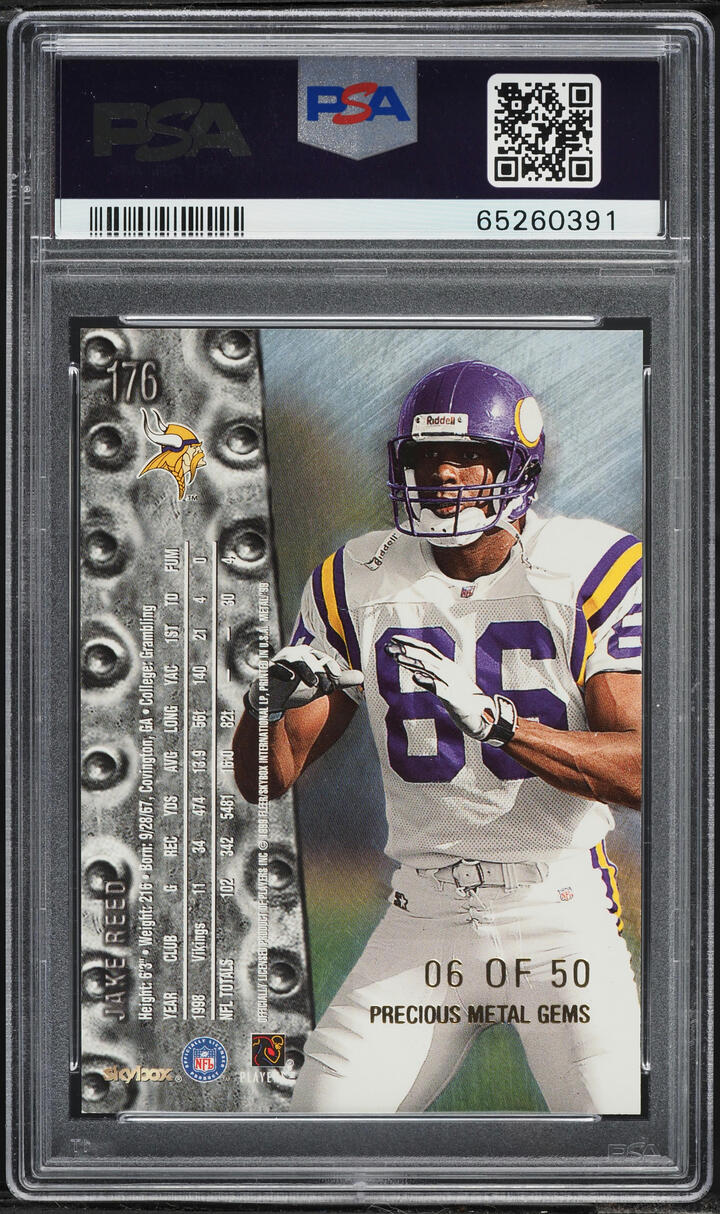 1999 Metal Universe Precious Metal Gems PMG Jake Reed /50 #176 PSA 8 NM-MT