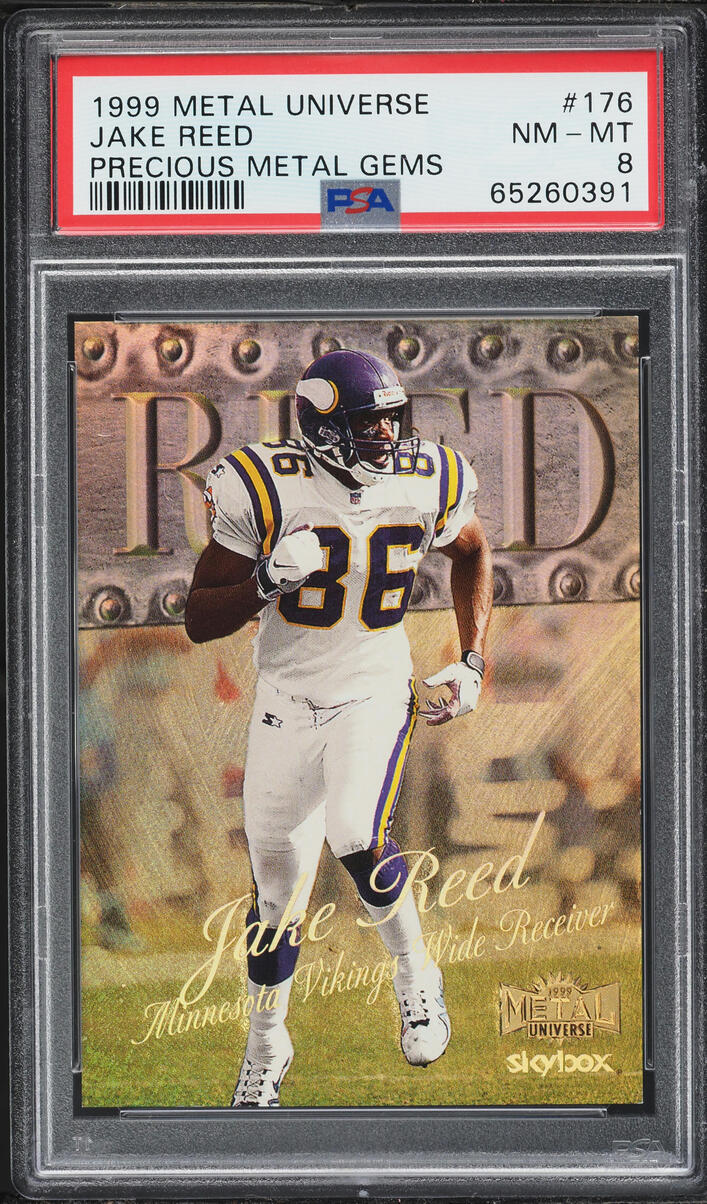 1999 Metal Universe Precious Metal Gems PMG Jake Reed /50 #176 PSA 8 NM-MT