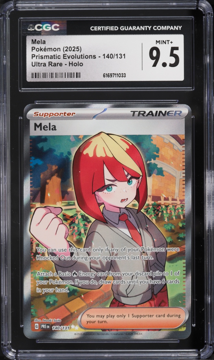 2025 Pokemon Scarlet & Violet Prismatic Evolutions Full Art Mela #140 CGC 9.5 MINT+