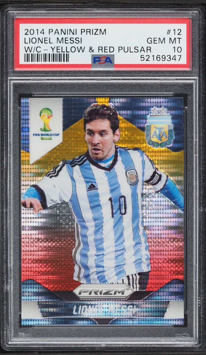 2014 Panini Prizm World Cup Yellow & Red Pulsar Lionel Messi #12 PSA 10 GEM MINT