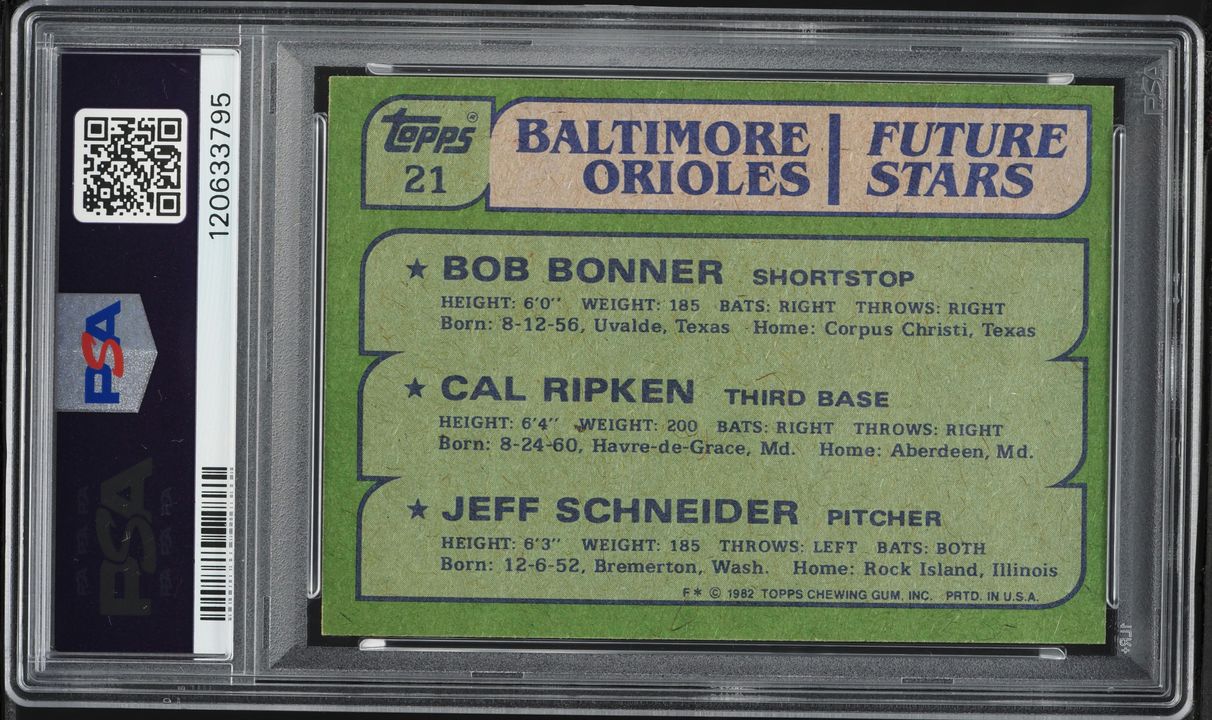 1982 Topps Cal Ripken Jr. ROOKIE #21 PSA 8 NM-MT