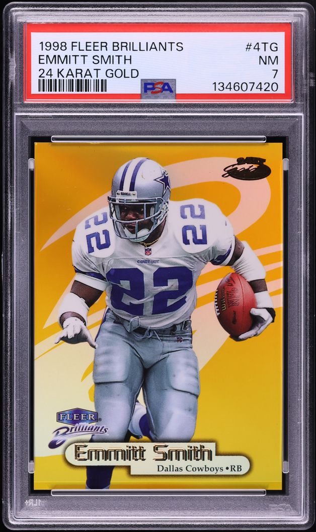 1998 Fleer Brilliants 24 Karat Gold Emmitt Smith /24 #4TG PSA 7 NRMT - Photo 1