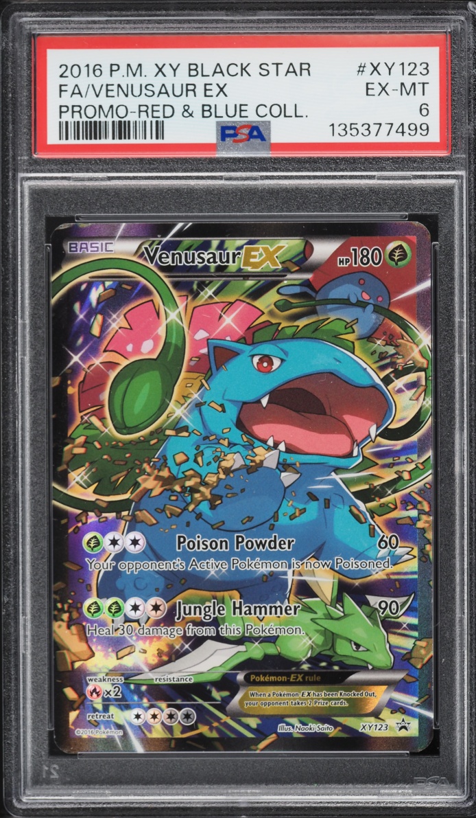 2016 Pokemon XY Black Star Promo Red & Blue Collection Full Art Venusaur EX #XY123 PSA 6 EXMT