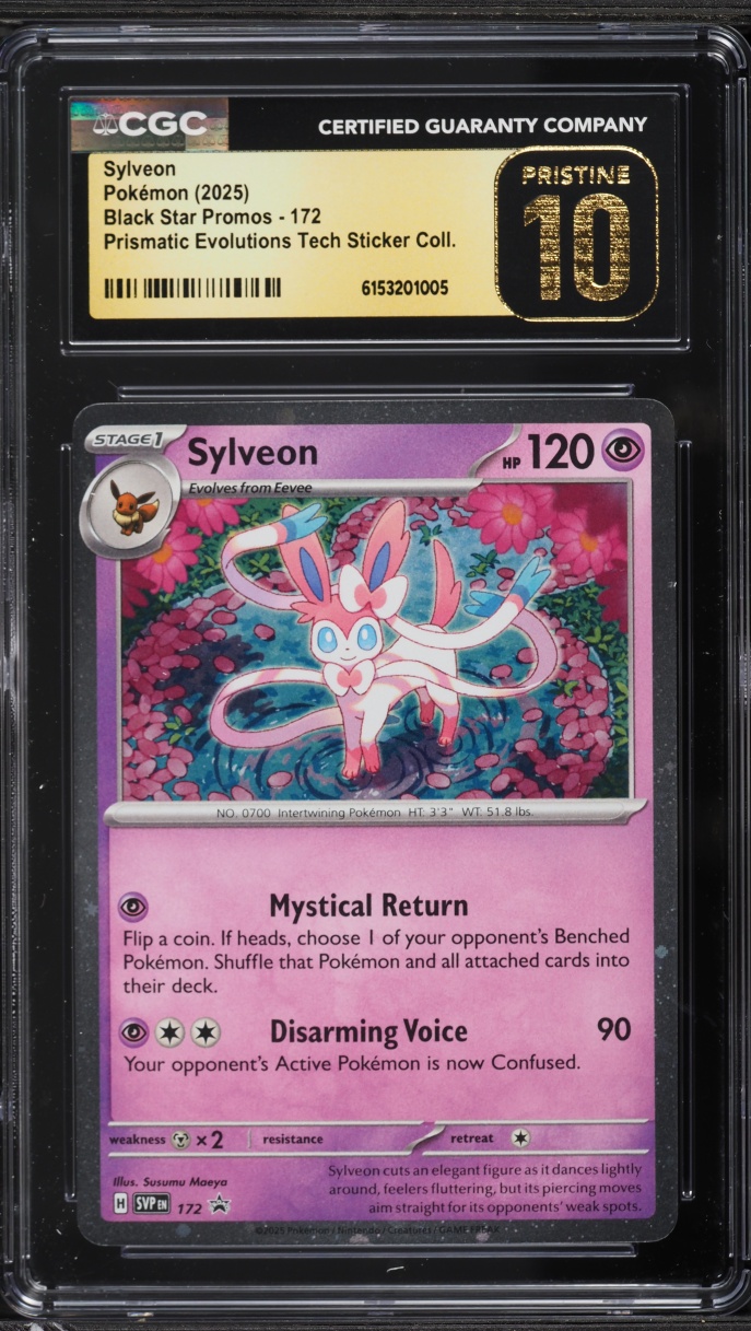 2025 Pokemon SV Promo Prismatic Evolutions Tech Sticker Collection Sylveon #172 CGC 10 PRISTINE