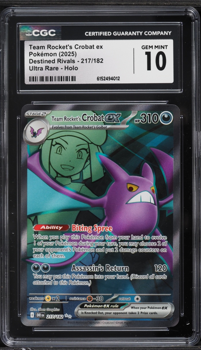 2025 Pokemon SV Destined Rivals Full Art Team Rocket's Crobat ex #217 CGC 10 GEM MINT
