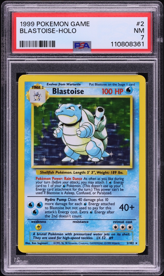 1999 Pokemon Base Set Holo Blastoise #2 PSA 7 NRMT