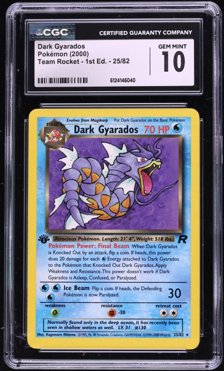 2000 Pokemon Team Rocket 1st Edition Dark Gyarados #25 CGC 10 GEM MINT