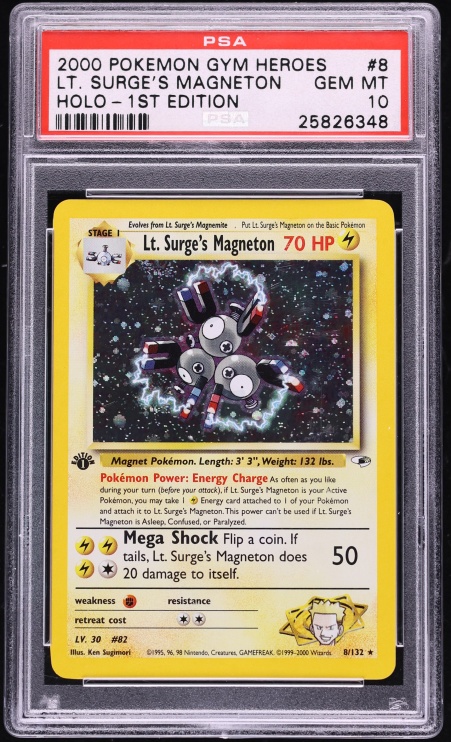 2000 Pokemon Gym Heroes 1st Edition Holo Lt. Surge's Magneton #8 PSA 10 GEM MINT