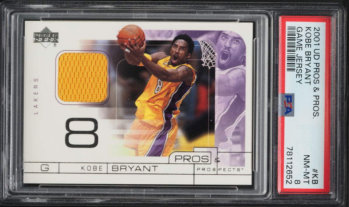 2001 Upper Deck Pros & Prospects Kobe Bryant GAME-USED PATCH #KB PSA 8 NM-MT