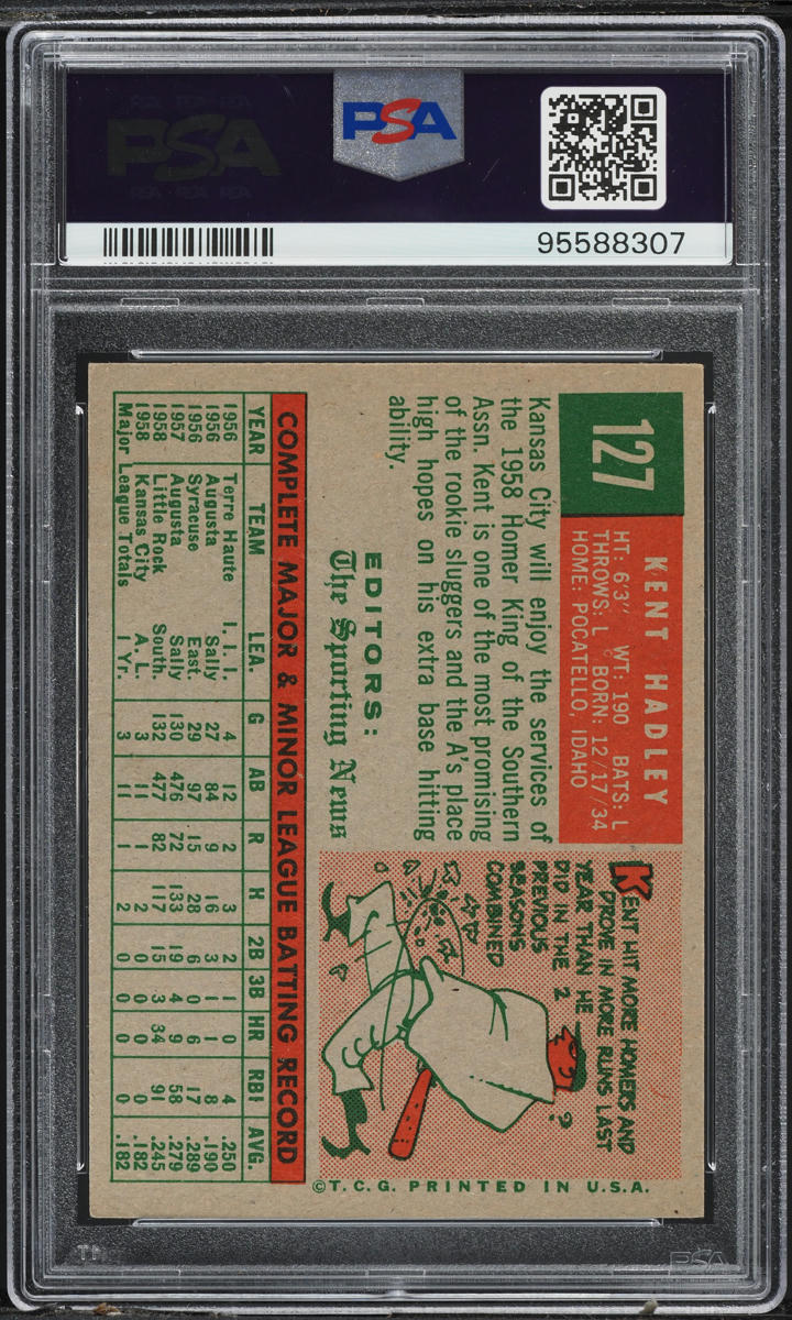 1959 Topps Kent Hadley #127 PSA 5 EX
