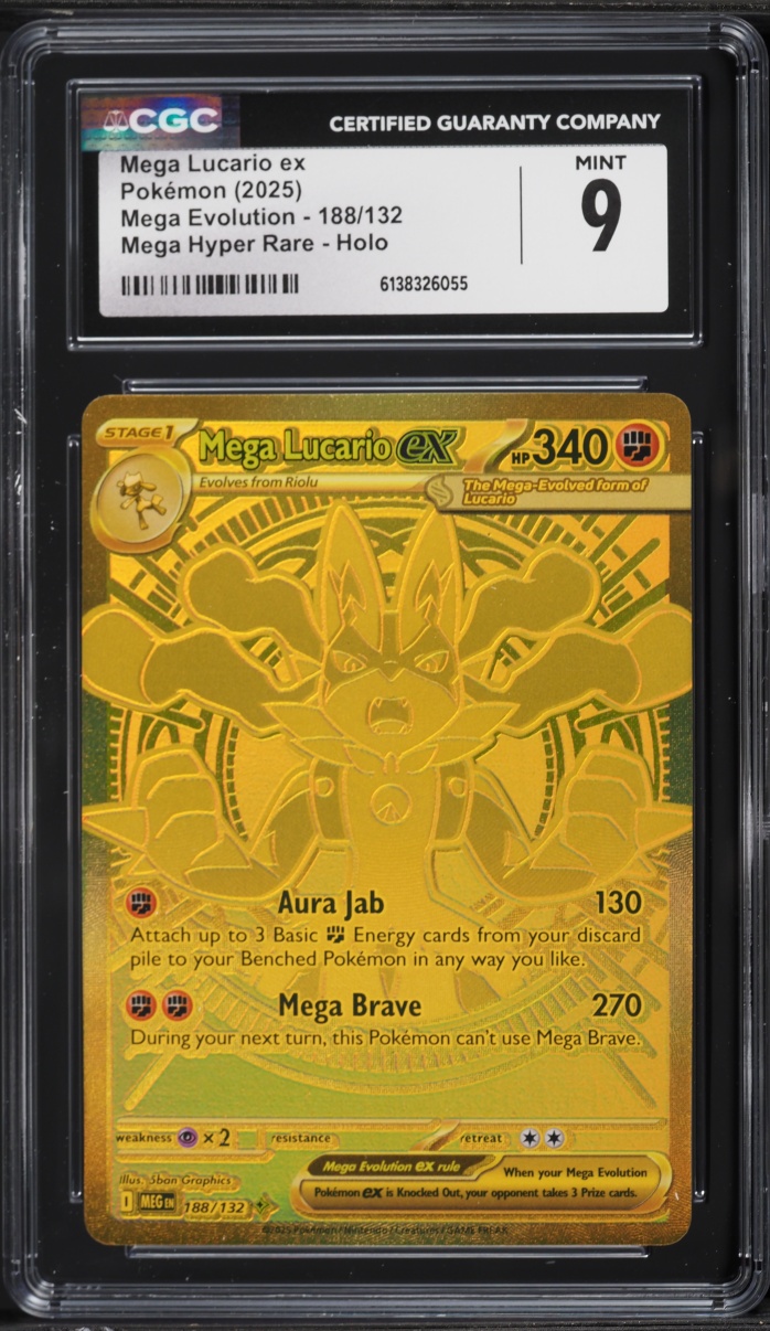 2025 Pokemon Mega Evolution MHR Mega Lucario EX #188 CGC 9 MINT