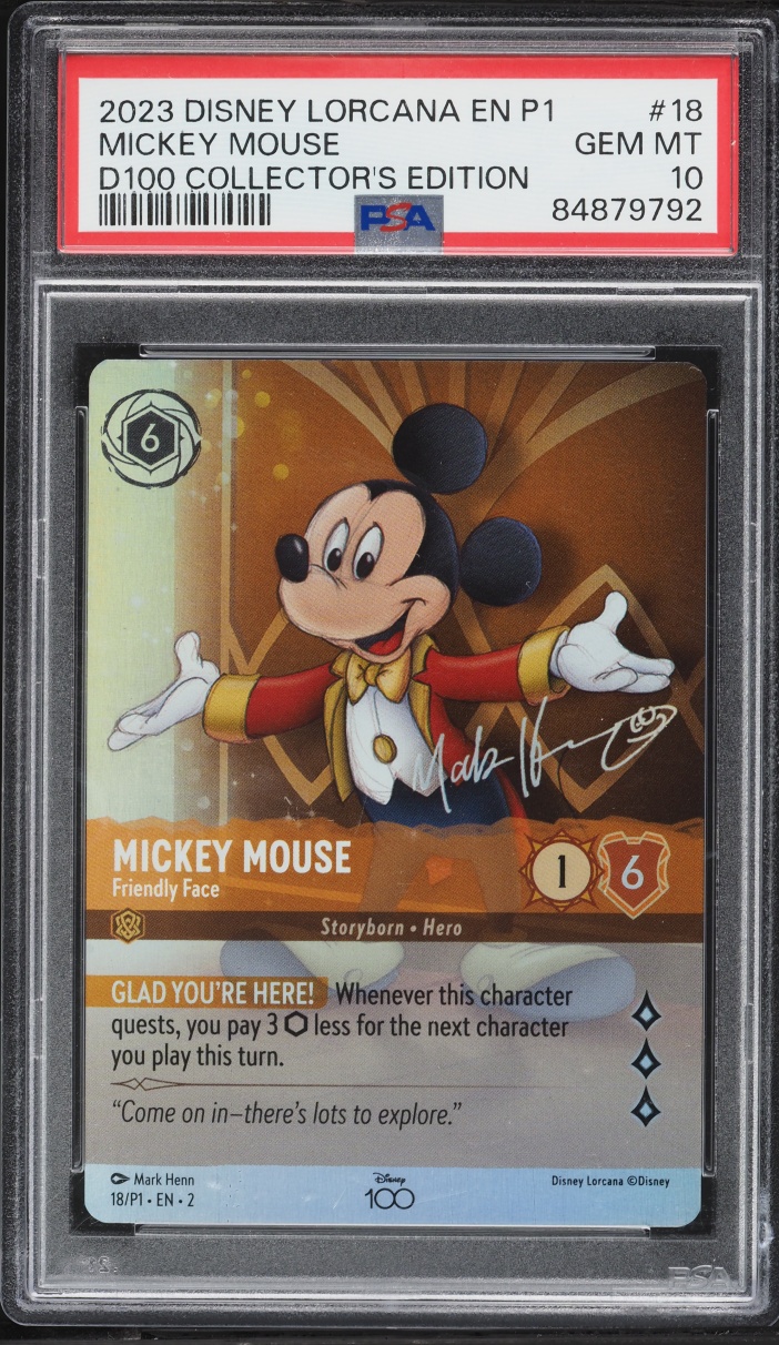 2023 Disney Lorcana Promo 100 Collector's Edition Mickey Mouse Friendly Face #18 PSA 10 GEM