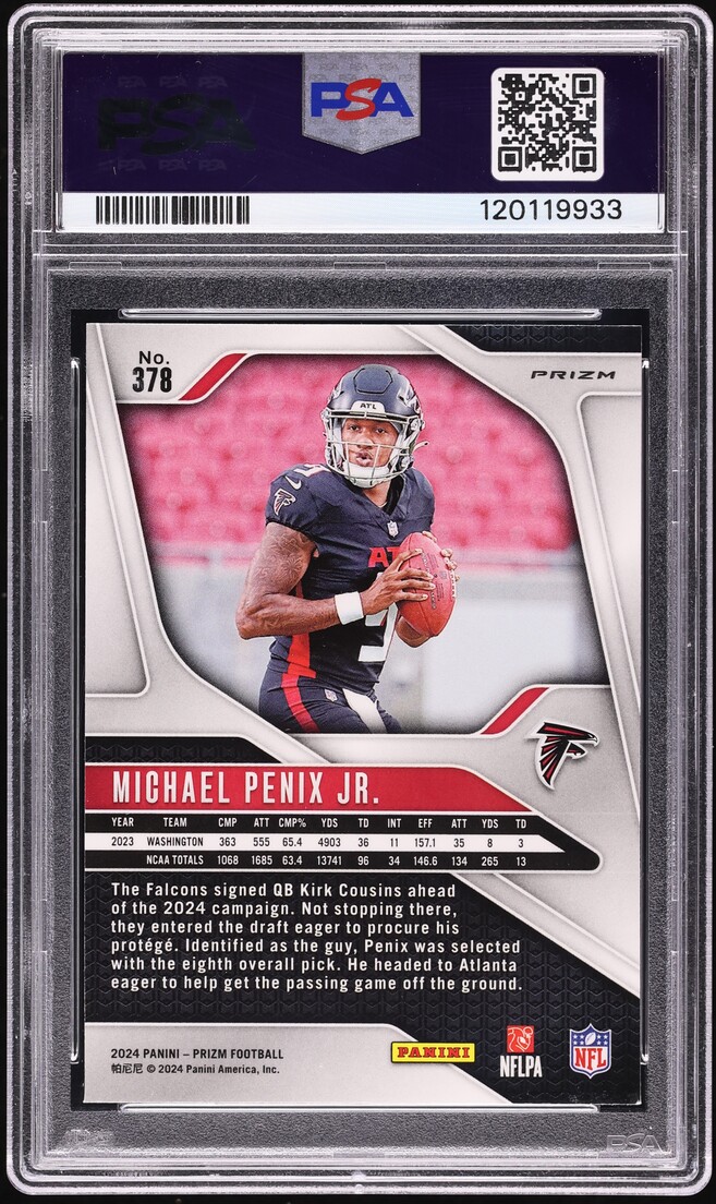 2024 Panini Prizm Green Michael Penix Jr. ROOKIE #378 PSA 9 MINT