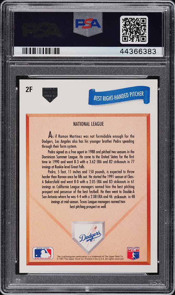 1991 Upper Deck Final Edition Pedro Martinez ROOKIE #2F PSA 10 GEM MINT
