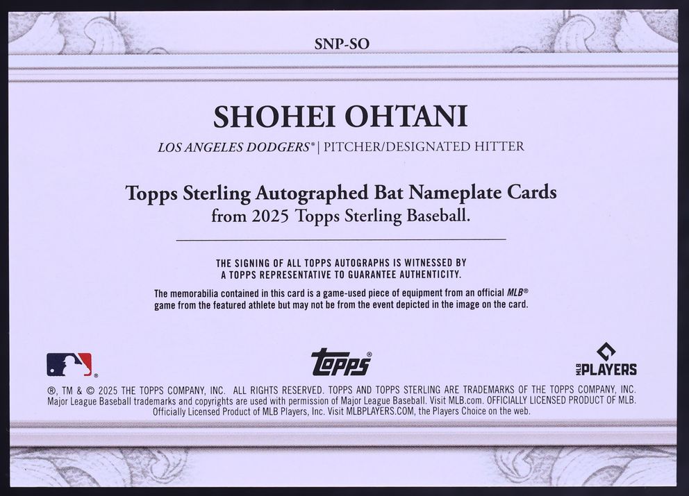 2025 Topps Sterling Nameplates Shohei Ohtani BAT BARREL PATCH KANJI AUTO 1/1 #SNP-SO CGC AUTH