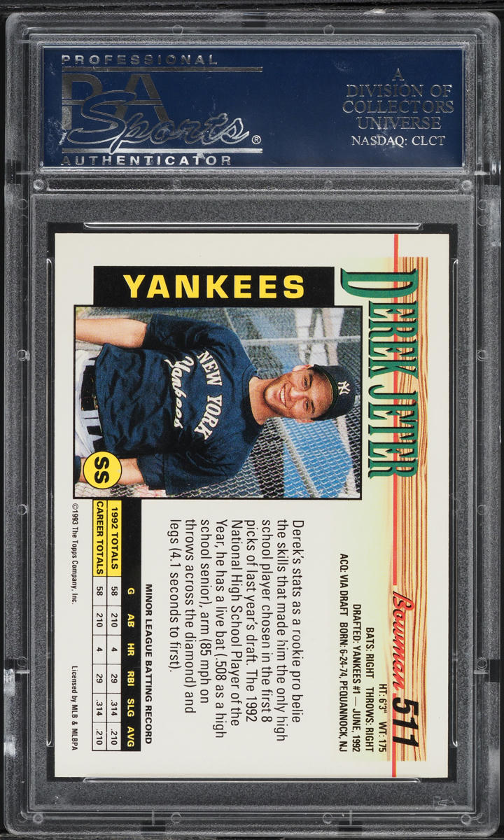 1993 Bowman Derek Jeter ROOKIE #511 PSA 10 GEM MINT