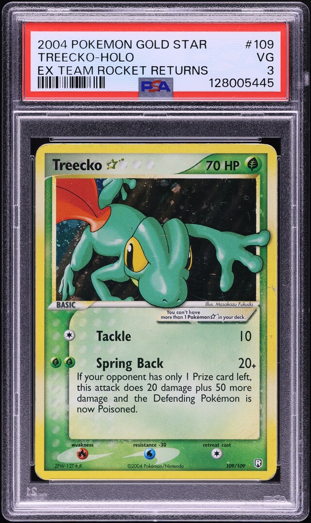 2004 Pokemon EX Team Rocket Returns Holo Treecko Gold Star #109 PSA 3 VG