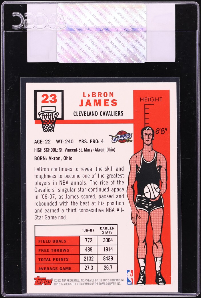 2007 Topps 50th Anniversary Variation LeBron James #23 CGC AUTH