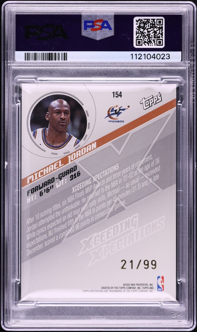 2002 Topps Xpectations Xtra Xcitement Michael Jordan /99 #154 PSA 8 NM-MT
