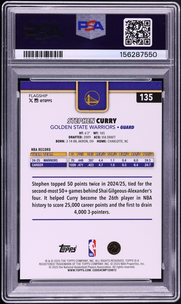 2025 Topps Basketball Stephen Curry #135 PSA 10 GEM MINT