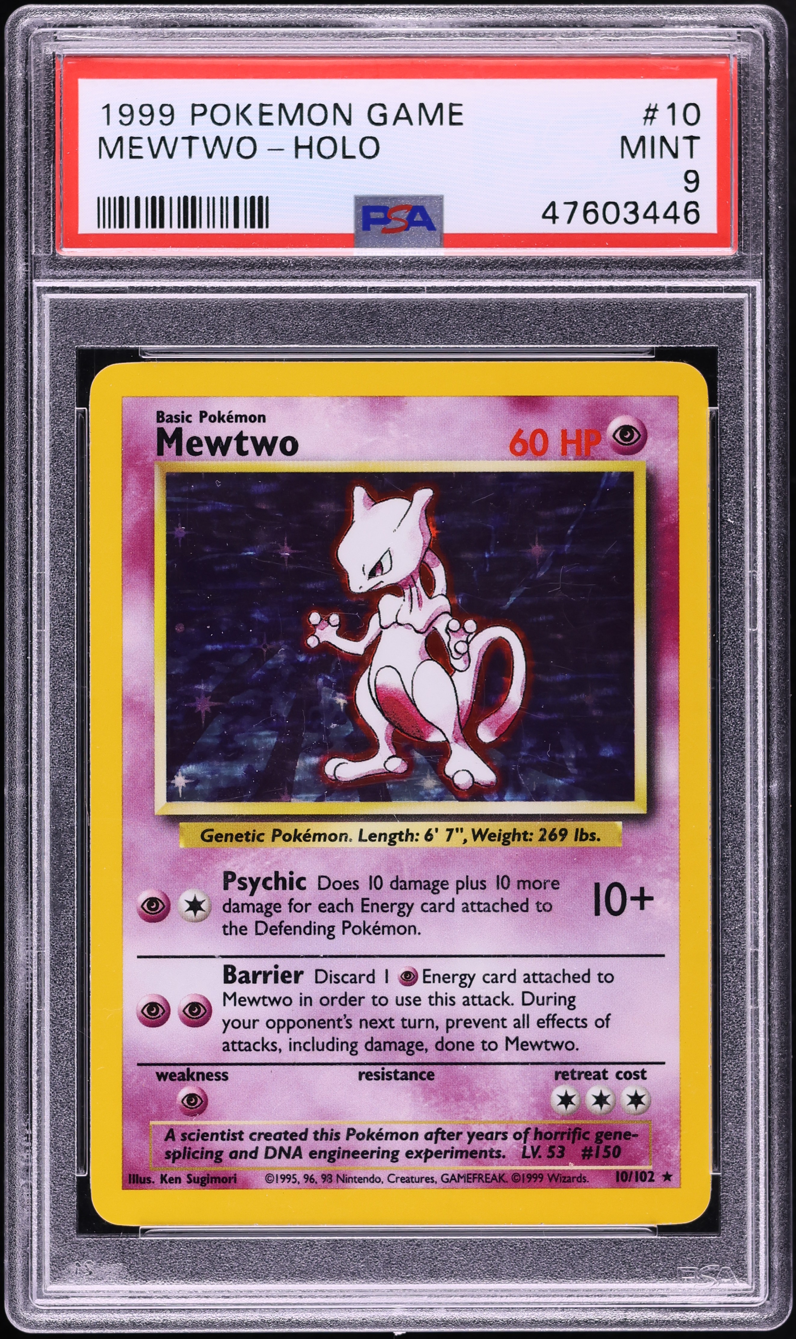 1999 Pokemon Base Set Holo Mewtwo #10 PSA 9 MINT