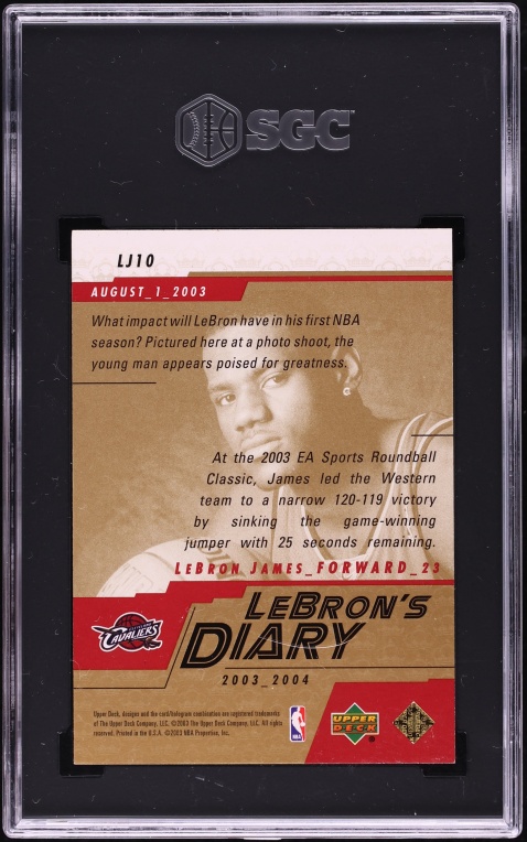 2003 Upper Deck LeBron's Diary LeBron James ROOKIE #LJ10 SGC 8.5 NM-MT+