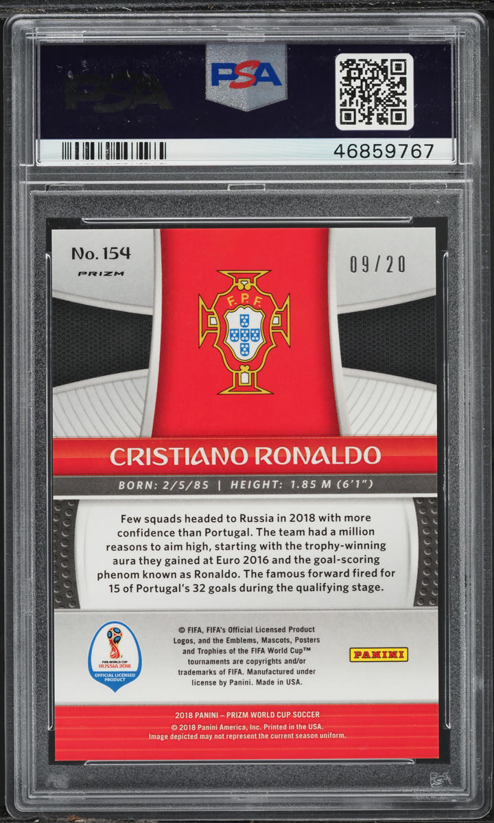 2018 Panini Prizm World Cup Camo Cristiano Ronaldo /20 #154 PSA 10 GEM MINT