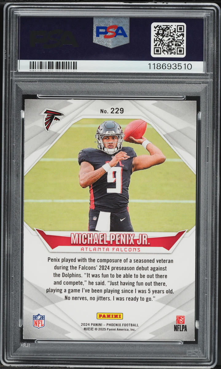 2024 Panini Phoenix Michael Penix Jr. ROOKIE #229 PSA 10 GEM MINT
