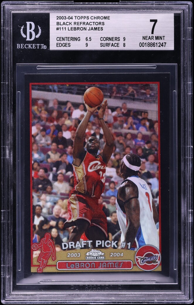 2003 Topps Chrome Black Refractor LeBron James ROOKIE /500 #111 BGS 7 NRMT