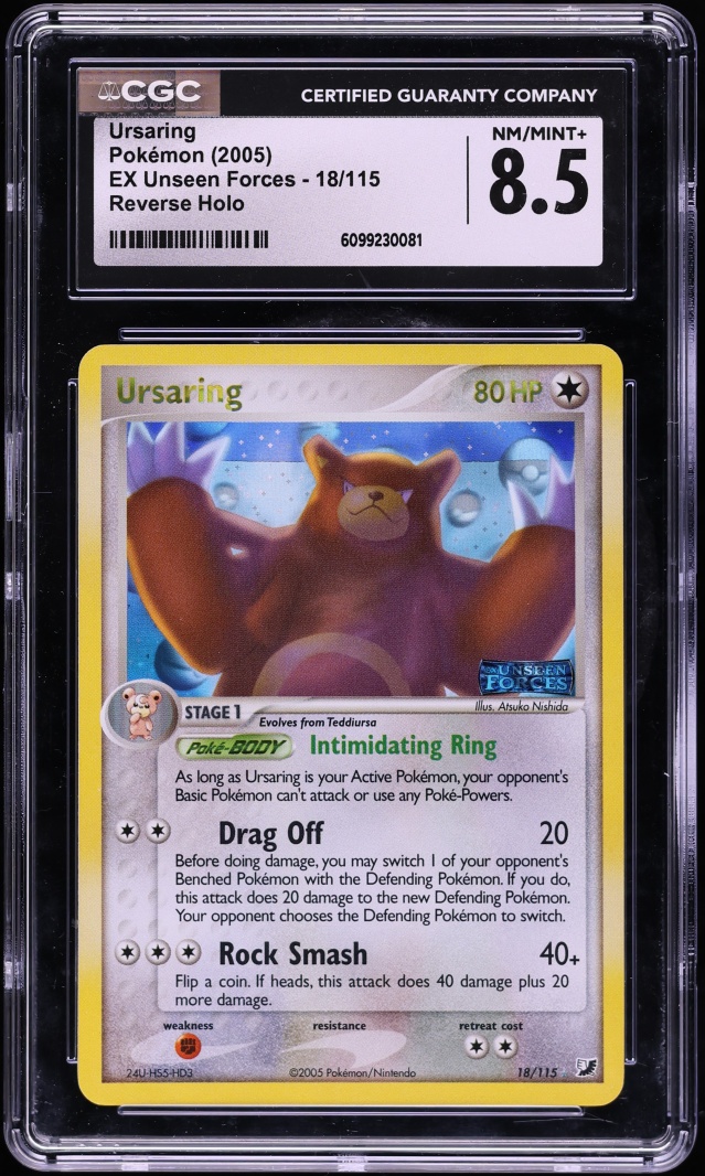 2005 Pokemon EX Unseen Forces Reverse Holo Ursaring #18 CGC 8.5 NM-MT+