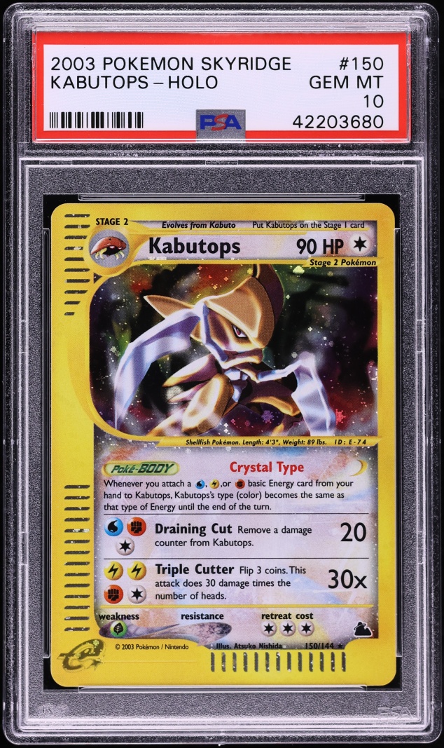 2003 Pokemon Skyridge Holo Crystal Kabutops #150 PSA 10 GEM MINT