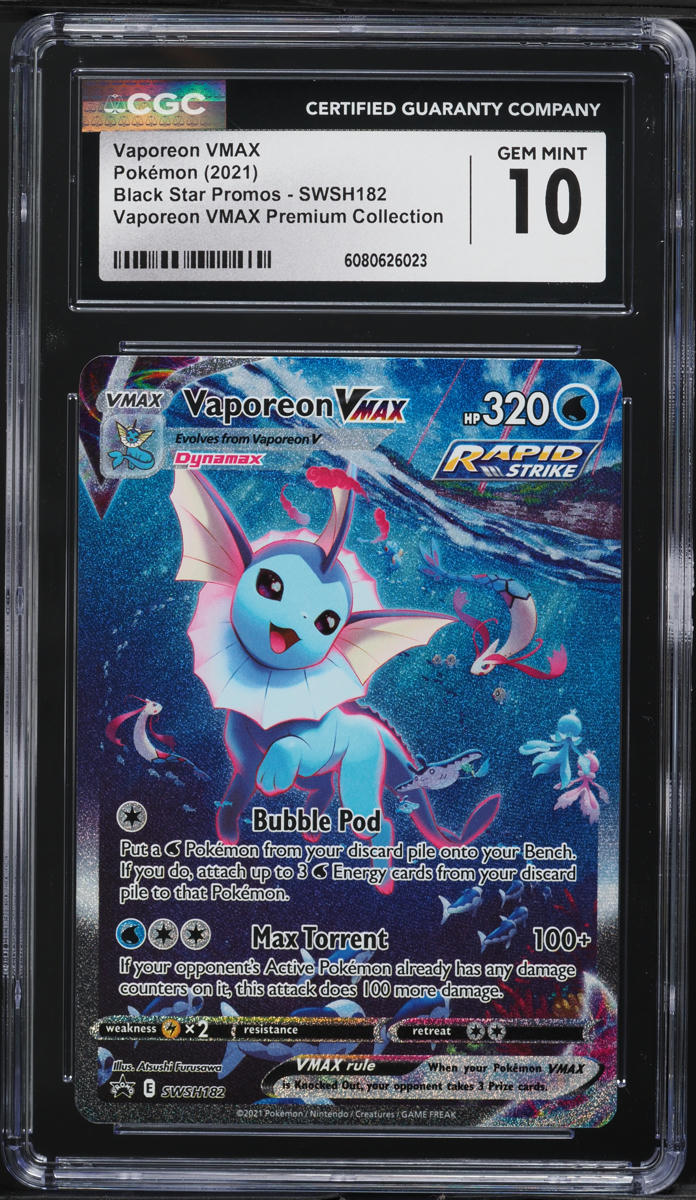 2021 Pokemon Sword & Shield Promo Full Art Vaporeon VMAX #SWSH182 CGC 10 GEM MINT