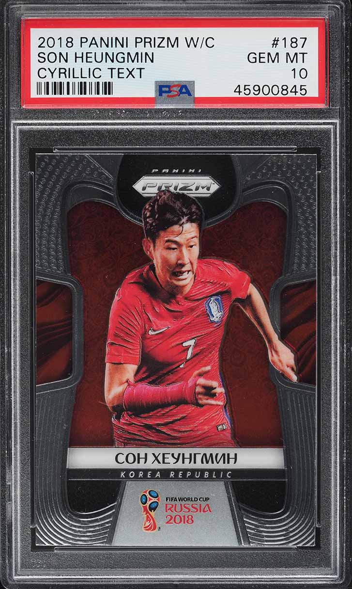 2018 Panini Prizm World Cup Cyrillic Text Son Heungmin #187 PSA 10 GEM MINT