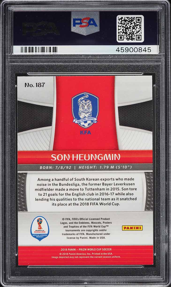 2018 Panini Prizm World Cup Cyrillic Text Son Heungmin #187 PSA 10 GEM MINT