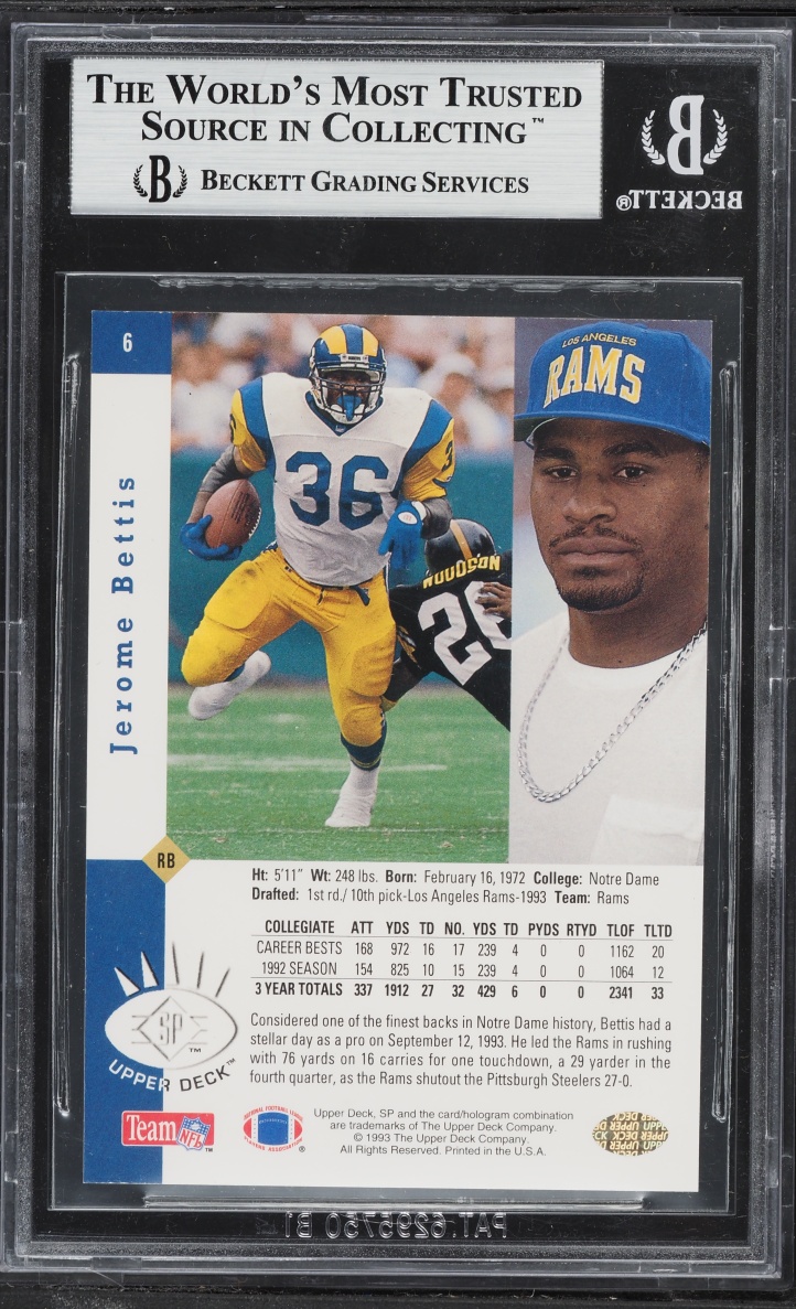 1993 SP Foil Jerome Bettis ROOKIE #6 BGS 8.5 NM-MT+