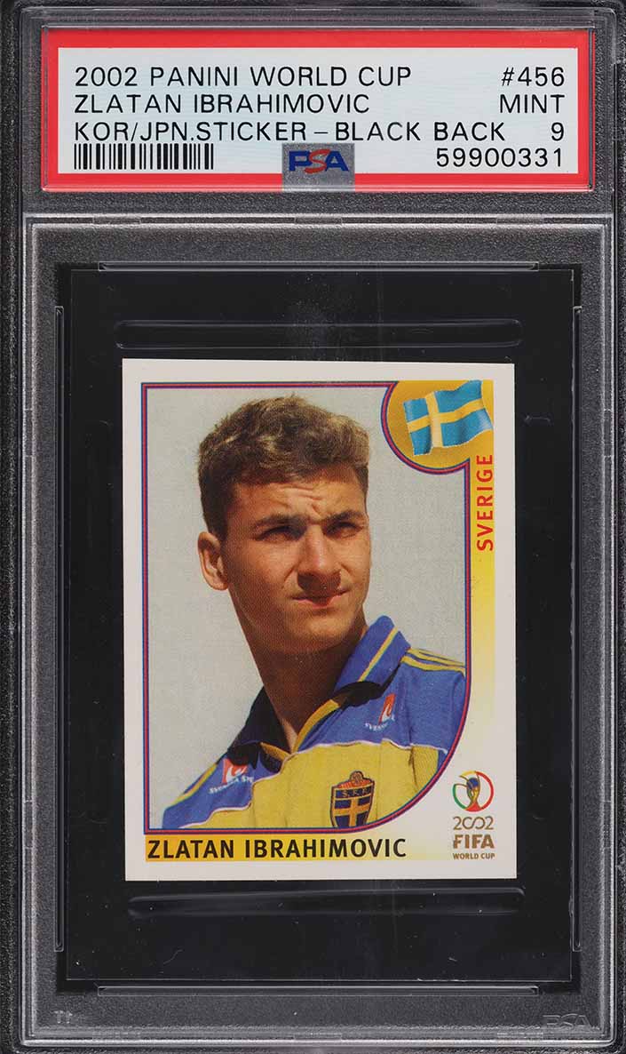 2002 Panini World Cup Korea/Japan Sticker Black Back Zlatan Ibrahimovic ROOKIE #456 PSA 9 MINT