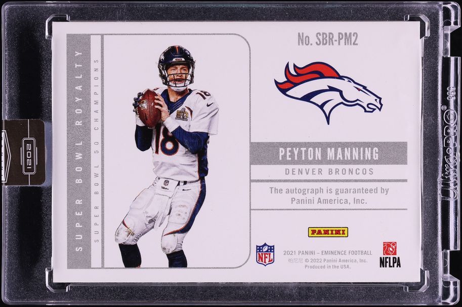 2021 Panini Eminence Super Bowl Royalty Gold Bar Peyton Manning AUTO 2/2 #SBR-PM2 - Photo 2