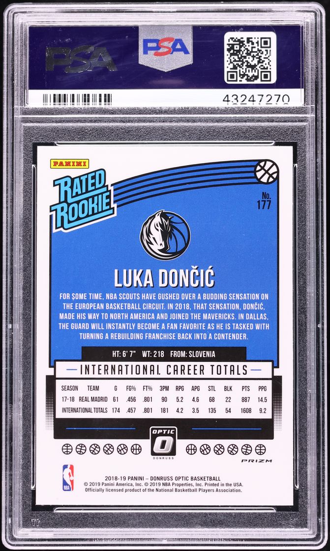 2018 Donruss Optic Holo Luka Doncic ROOKIE #177 PSA 10 GEM MINT