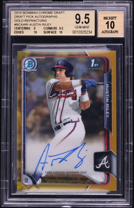 2015 Bowman Chrome Gold Refractor Austin Riley PROSPECT AUTO /50 #BCA-ARI BGS 9.5 GEM MINT