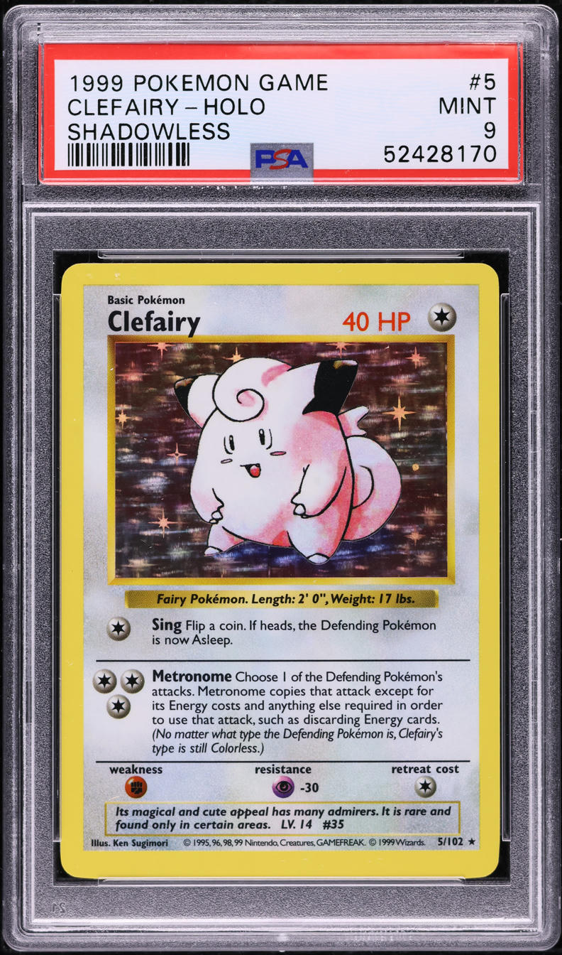 1999 Pokemon Base Set Shadowless Holo Clefairy #5 PSA 9 MINT