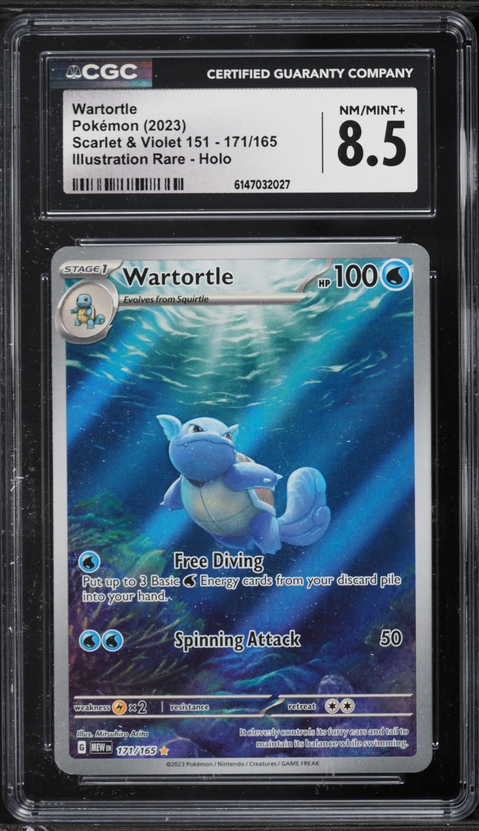 2023 Pokemon Scarlet & Violet 151 IR Wartortle #171 CGC 8.5 NM-MT+