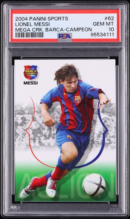 2004 Panini Sports Mega Cracks Barca Campeon Lionel Messi ROOKIE #62 PSA 10 GEM MINT