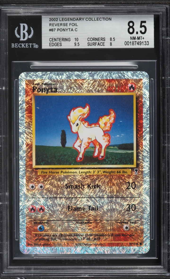 2002 Pokemon Legendary Collection Reverse Holo Ponyta #87 BGS 8.5 NM-MT+