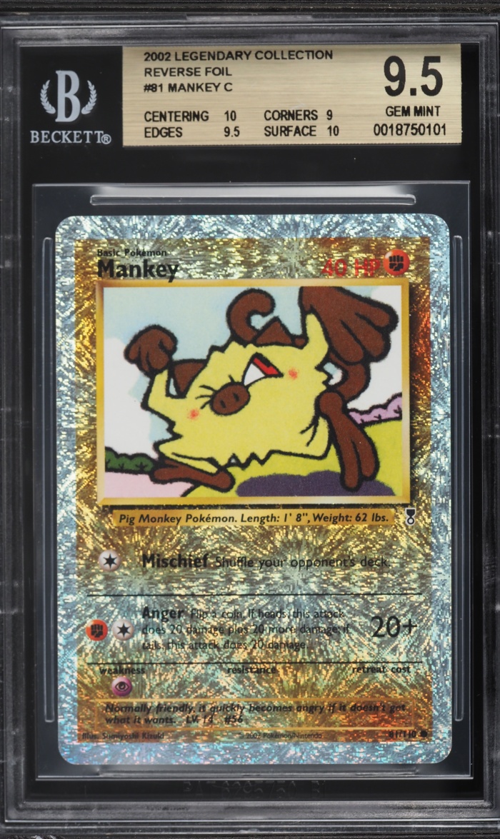 2002 Pokemon Legendary Collection Reverse Holo Mankey #81 BGS 9.5 GEM MINT